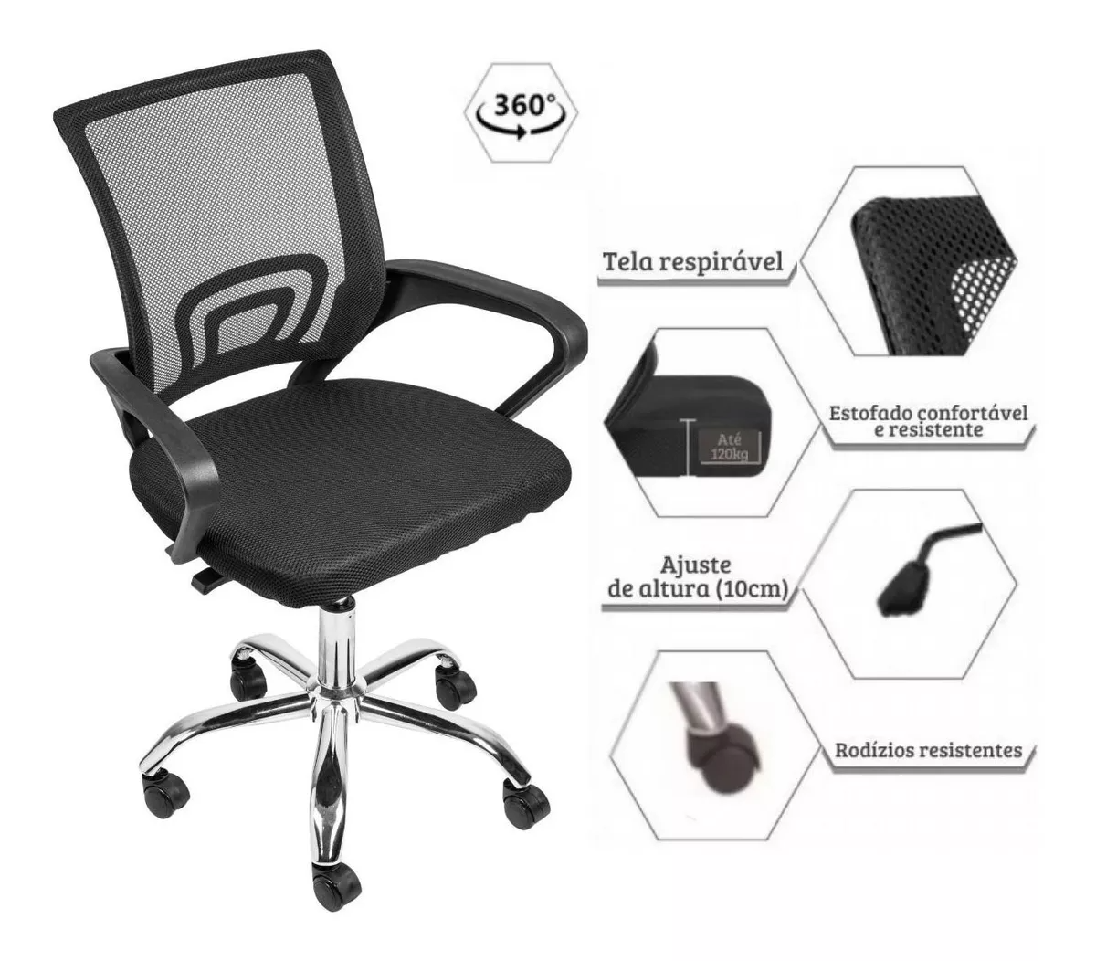 Cadeira de Escritorio Begonia Tela Mesh Ergonomica Giratoria - Image 8