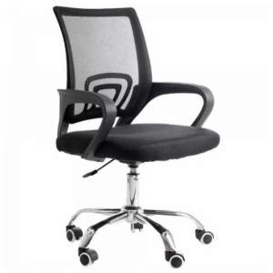 CADEIRA DE ESCRITORIO PRETA BASE CROMADA FORTT 1050