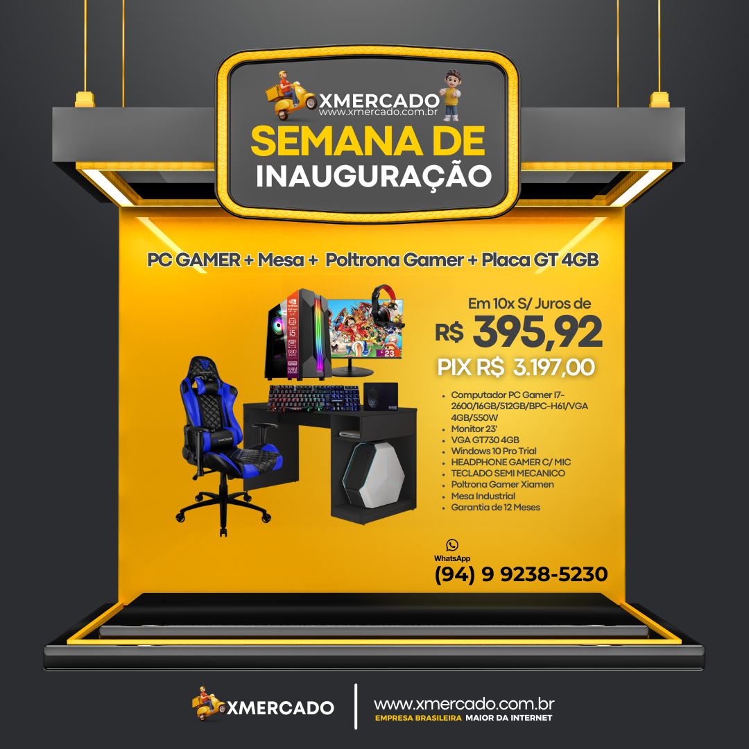 MICRO 3 BRZ PC – PC Gamer Completo com Mesa e Poltrona Gamer